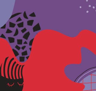 Los colores escogidos fueron el morado del movimiento feminista con variaciones de un espectro tonal amplio y el rojo de marca de la universidad.