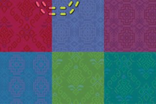 En los fondos de los posters se utilizaron diseños y colores tradicionales de textiles camboyanos.